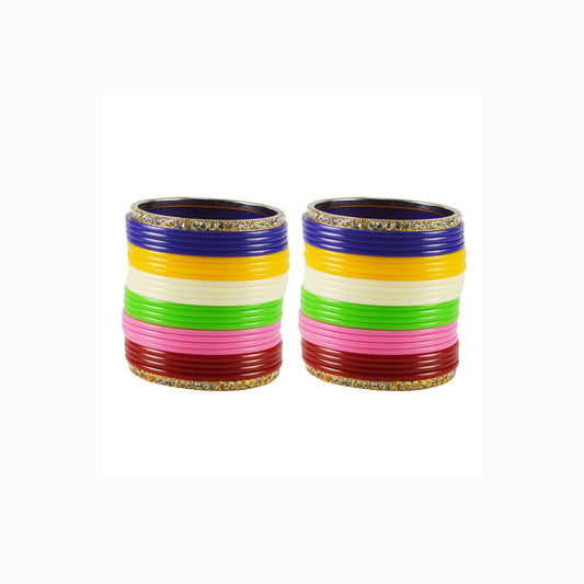 Multi Stone Acrylic-Brass Bangle With Extra Large Size  (Pack Of 52) (sku-ban1648)