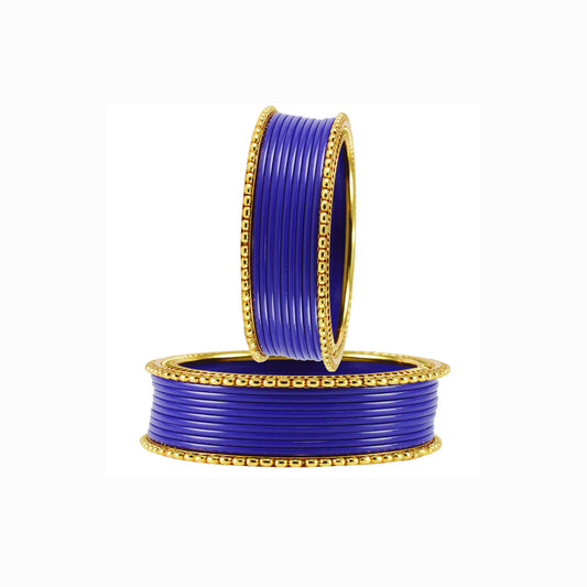 Blue Plain Acrylic-Brass Bangle With Extra Large Size  (Pack Of 22) (sku-ban1650)