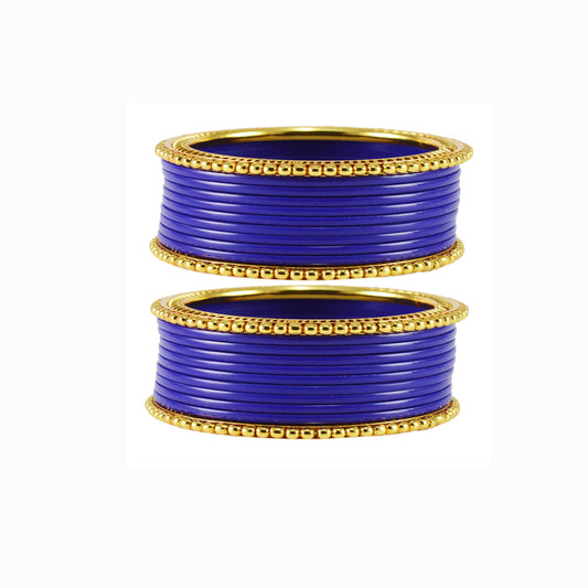 Blue Plain Acrylic-Brass Bangle With Extra Large Size  (Pack Of 22) (sku-ban1650)