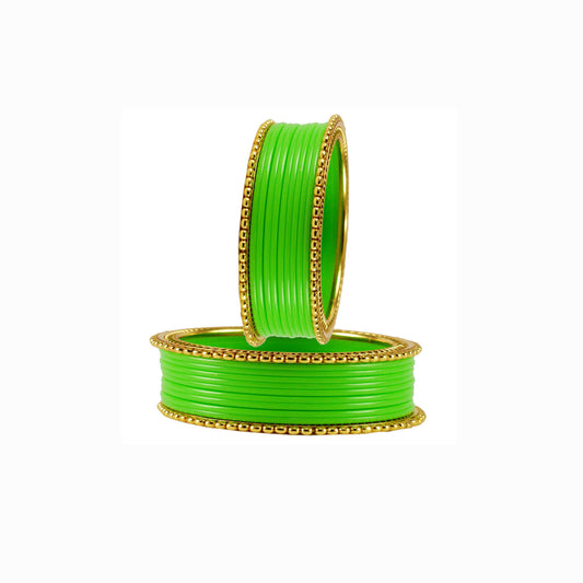 Light Green Plain Acrylic-Brass Bangle With Extra Large Size  (Pack Of 22) (sku-ban1651)