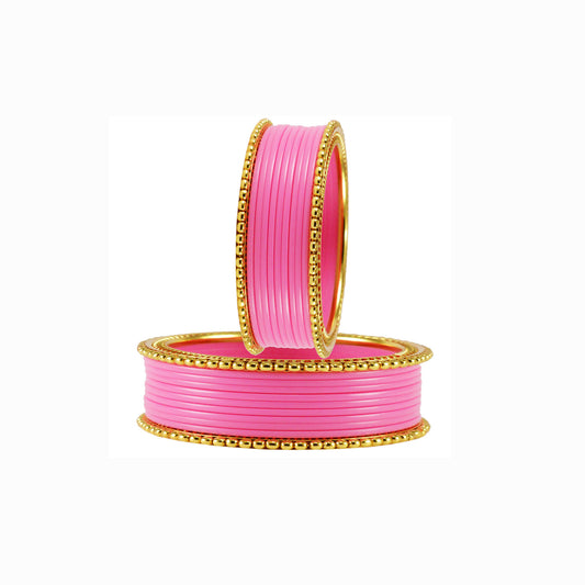 Pink Plain Acrylic-Brass Bangle With Extra Large Size  (Pack Of 22) (sku-ban1652)