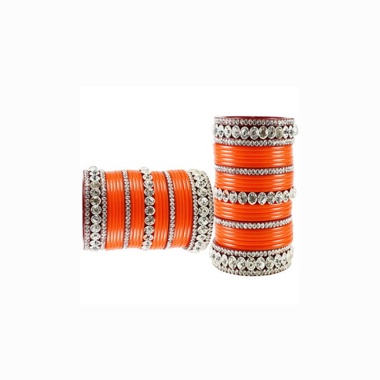 Orange Stone Acrylic Bangle With Extra Large Size  (Pack Of 54) (sku-ban1670)