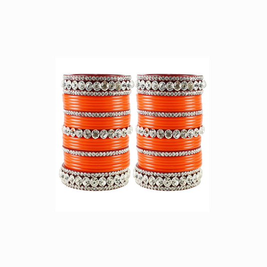 Orange Stone Acrylic Bangle With Extra Large Size  (Pack Of 54) (sku-ban1670)