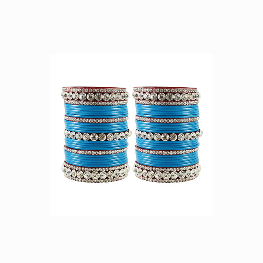 Firozi Stone Acrylic Bangle With Extra Large Size  (Pack Of 54) (sku-ban1671)