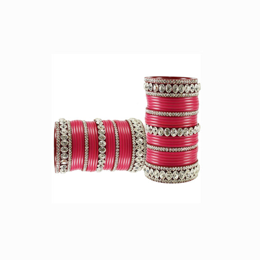 Gajari Stone Acrylic Bangle With Extra Large Size  (Pack Of 54) (sku-ban1673)