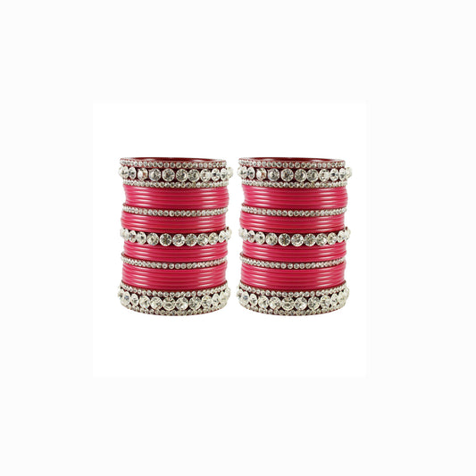 Gajari Stone Acrylic Bangle With Extra Large Size  (Pack Of 54) (sku-ban1673)