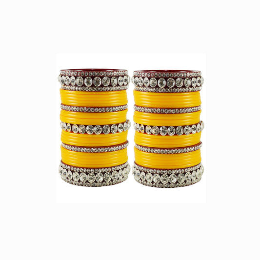 Yellow Stone Acrylic Bangle With Extra Large Size  (Pack Of 54) (sku-ban1675)