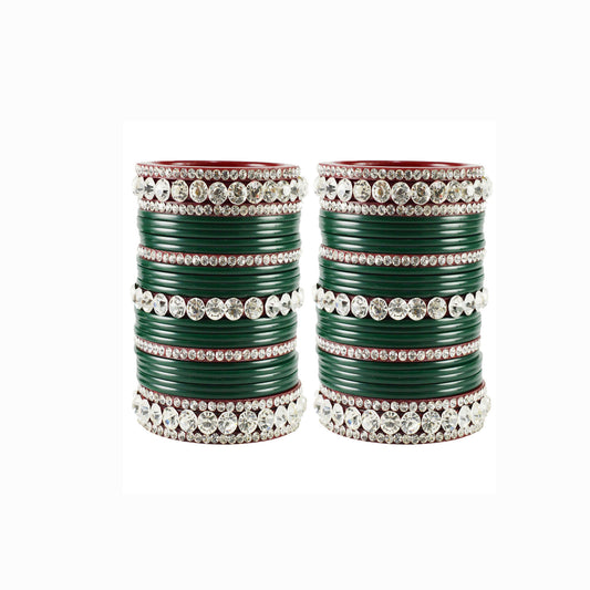 Green Stone Acrylic Bangle With Extra Large Size  (Pack Of 54) (sku-ban1677)