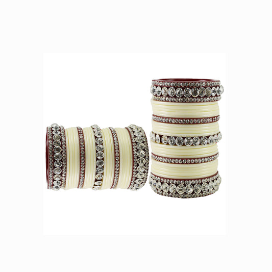 white Stone Acrylic Bangle With Extra Large Size  (Pack Of 54) (sku-ban1679)