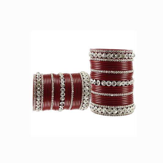 Maroon Stone Acrylic Bangle With Extra Large Size  (Pack Of 54) (sku-ban1680)
