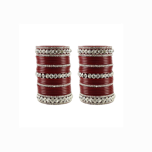 Maroon Stone Acrylic Bangle With Extra Large Size  (Pack Of 54) (sku-ban1680)