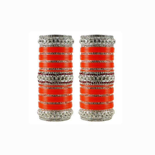 Orange Stone Acrylic-Brass Bangle Pack Of-78 (sku-ban1706)