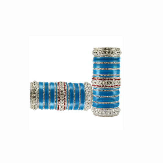 Firozi Stone Acrylic-Brass Bangle Pack Of-78 (sku-ban1708)