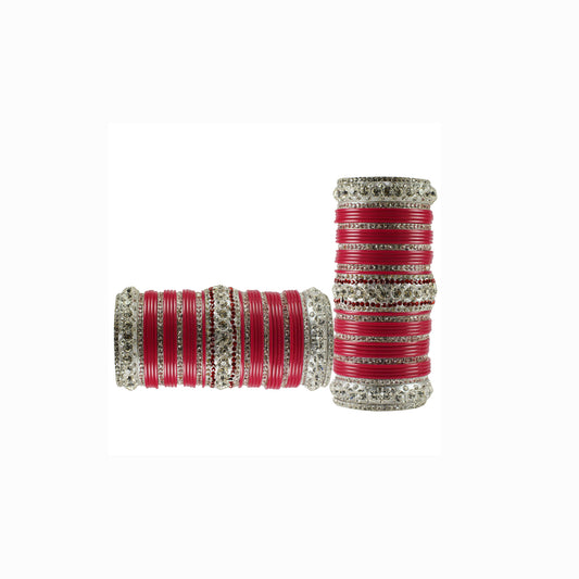 Gajari Stone Acrylic-Brass Bangle Pack Of-78 (sku-ban1709)