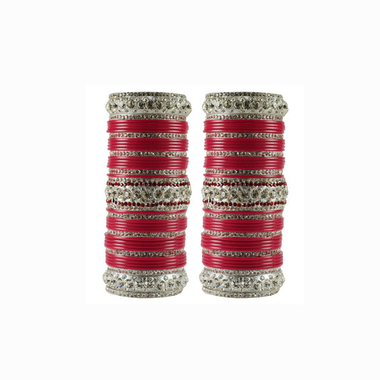 Gajari Stone Acrylic-Brass Bangle Pack Of-78 (sku-ban1709)