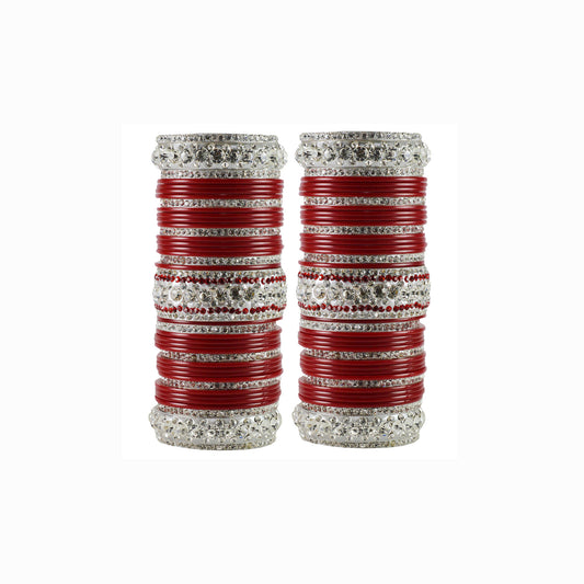 Red Stone Acrylic-Brass Bangle Pack Of-78 (sku-ban1711)