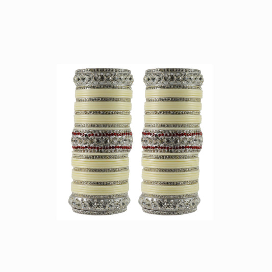 white Stone Acrylic-Brass Bangle Pack Of-78 (sku-ban1712)