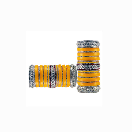 Yellow Stone Acrylic-Brass Bangle Pack Of-78 (sku-ban1713)