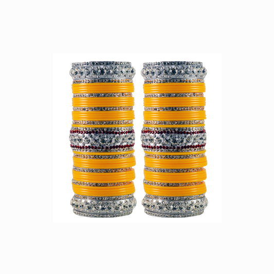 Yellow Stone Acrylic-Brass Bangle Pack Of-78 (sku-ban1713)
