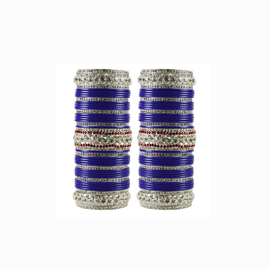Blue Stone Acrylic-Brass Bangle Pack Of-78 (sku-ban1716)