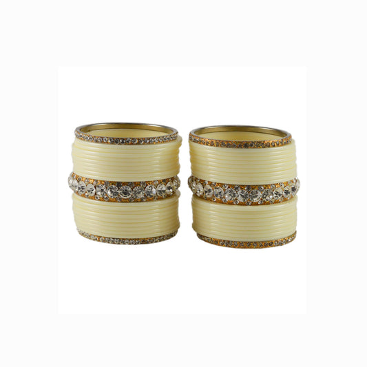 white Stone Acrylic-Brass Bangle With Extra Large Size  (Pack Of 42) (sku-ban1720)