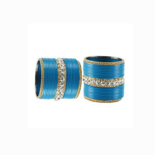 Firozi Stone Acrylic-Brass Bangle With Extra Large Size  (Pack Of 42) (sku-ban1722)