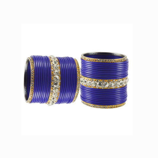 Blue Stone Acrylic-Brass Bangle With Extra Large Size  (Pack Of 42) (sku-ban1723)