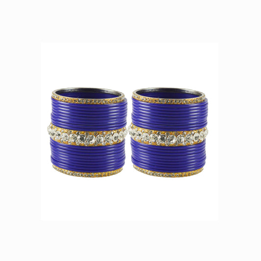 Blue Stone Acrylic-Brass Bangle With Extra Large Size  (Pack Of 42) (sku-ban1723)