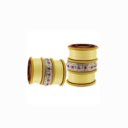 Cream Stone Acrylic Bangle With Extra Large Size  (Pack Of 46) (sku-ban1845)