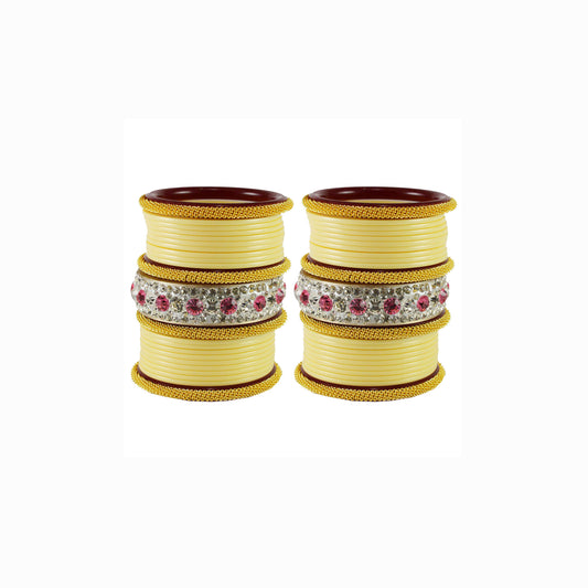 Cream Stone Acrylic Bangle With Extra Large Size  (Pack Of 46) (sku-ban1845)