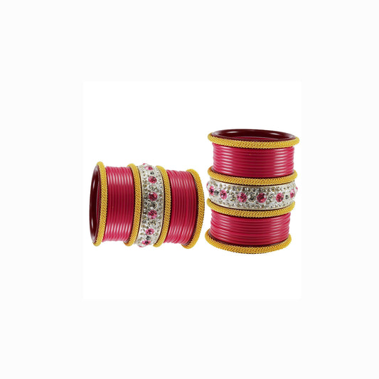 Gajari Stone Acrylic Bangle With Extra Large Size  (Pack Of 46) (sku-ban1846)