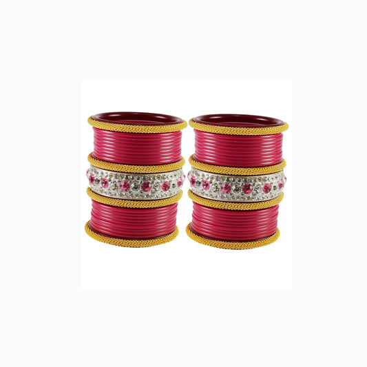 Gajari Stone Acrylic Bangle With Extra Large Size  (Pack Of 46) (sku-ban1846)