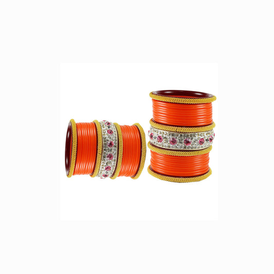 Orange Stone Acrylic Bangle With Extra Large Size  (Pack Of 46) (sku-ban1848)