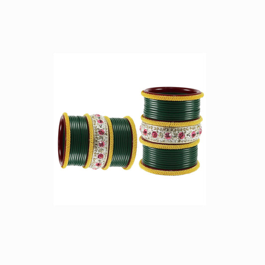 Green Stone Acrylic Bangle With Extra Large Size  (Pack Of 46) (sku-ban1851)