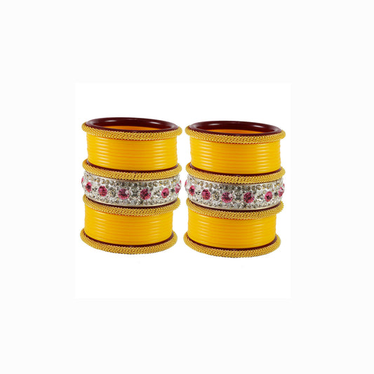 Yellow Stone Acrylic Bangle With Extra Large Size  (Pack Of 46) (sku-ban1852)
