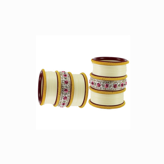 white Stone Acrylic Bangle With Extra Large Size  (Pack Of 46) (sku-ban1854)