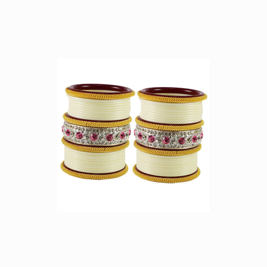 white Stone Acrylic Bangle With Extra Large Size  (Pack Of 46) (sku-ban1854)