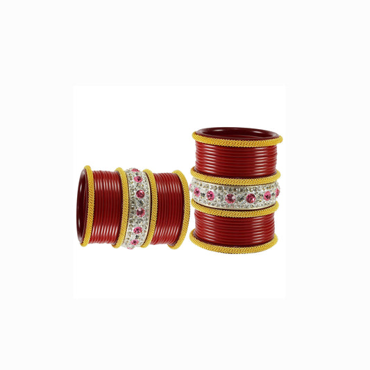Red Stone Acrylic Bangle With Extra Large Size  (Pack Of 46) (sku-ban1855)