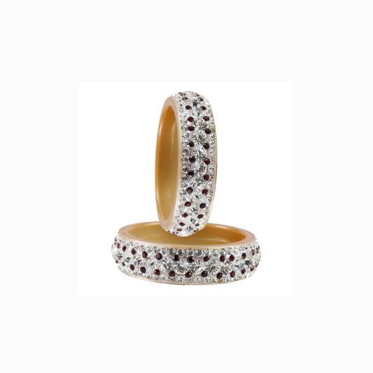 Cream Stone Acrylic Bangle With Extra Large Size  (Pack Of 2) (sku-ban1857)