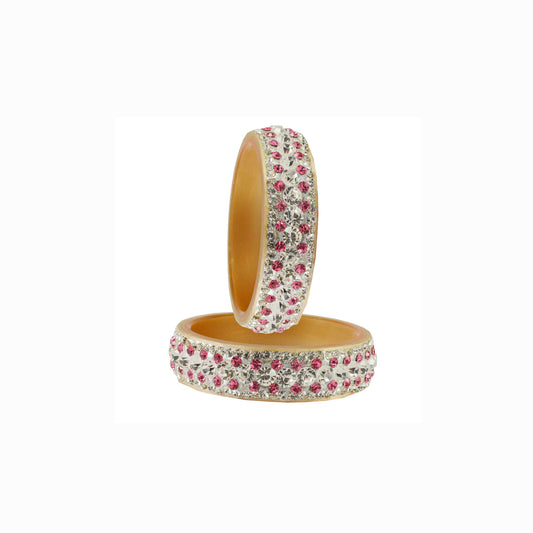 Cream Stone Acrylic Bangle With Extra Large Size  (Pack Of 2) (sku-ban1859)