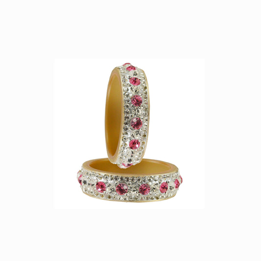 Cream Stone Acrylic Bangle With Extra Large Size  (Pack Of 2) (sku-ban1861)