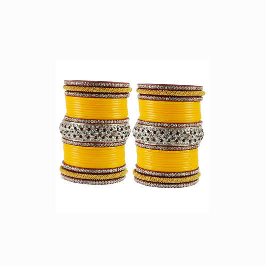 Yellow Stone Acrylic Bangle With Extra Large Size  (Pack Of 54) (sku-ban1867)