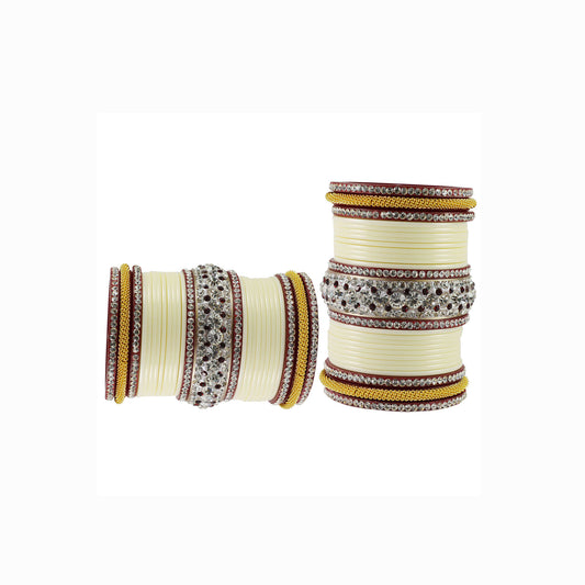 white Stone Acrylic Bangle With Extra Large Size  (Pack Of 54) (sku-ban1869)