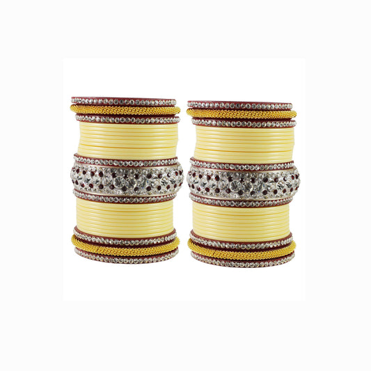 Cream Stone Acrylic Bangle With Extra Large Size  (Pack Of 54) (sku-ban1871)