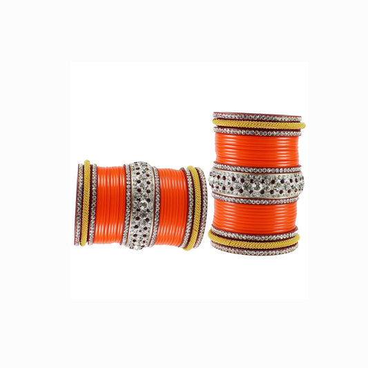 Orange Stone Acrylic Bangle With Extra Large Size  (Pack Of 54) (sku-ban1872)