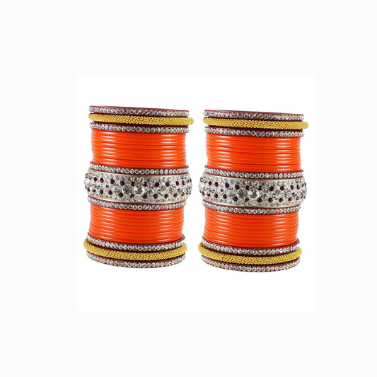 Orange Stone Acrylic Bangle With Extra Large Size  (Pack Of 54) (sku-ban1872)