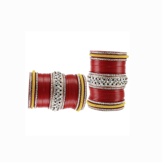 Red Stone Acrylic Bangle With Extra Large Size  (Pack Of 54) (sku-ban1873)