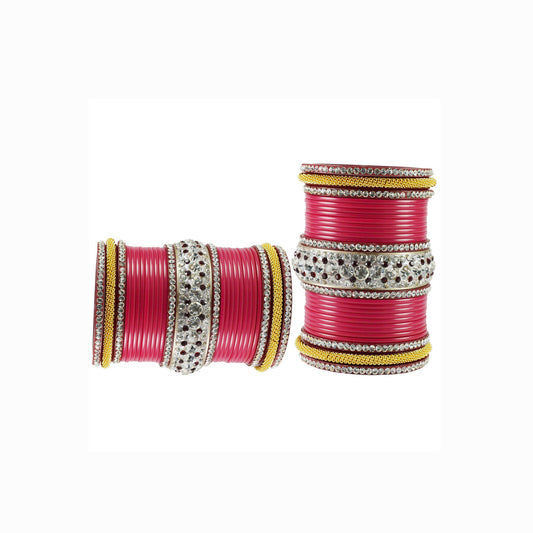 Gajari Stone Acrylic Bangle With Extra Large Size  (Pack Of 54) (sku-ban1877)