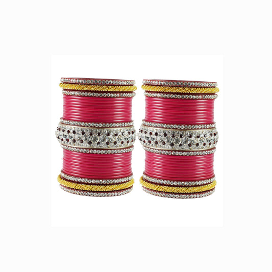 Gajari Stone Acrylic Bangle With Extra Large Size  (Pack Of 54) (sku-ban1877)