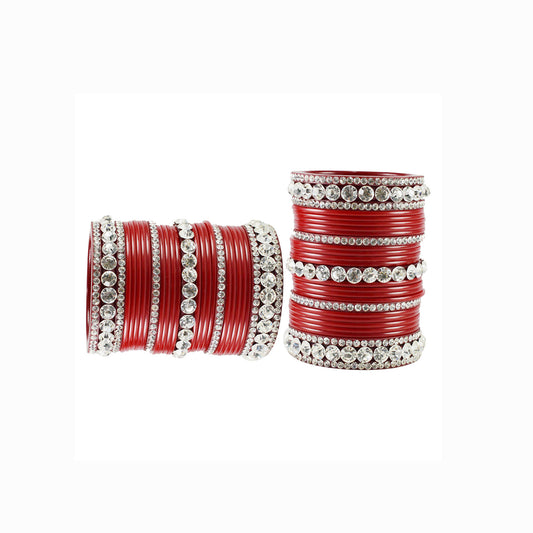 red Stone Acrylic Bangle With Extra Large Size  (Pack Of 54) (sku-ban1881)
